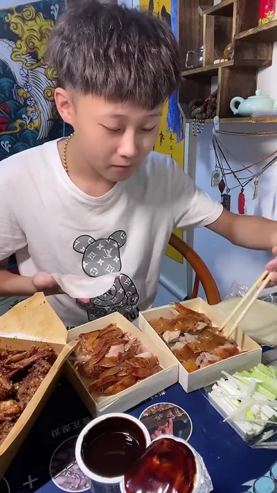 A full selection of Peking Duck components including roasted duck slices, crispy skin, condiments, and pancakes, representing the essential elements of this iconic Beijing dish.