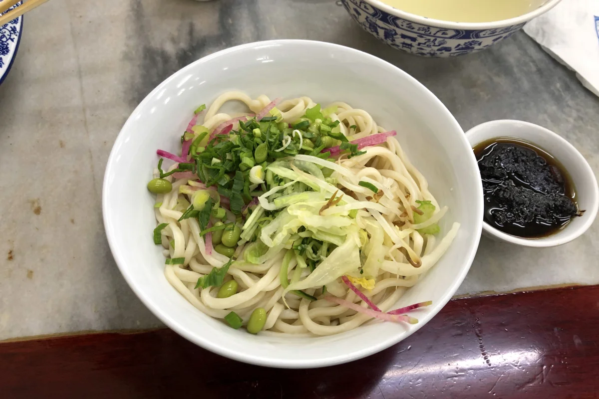 Zhajiang noodles with diced meat soybean paste before mixing