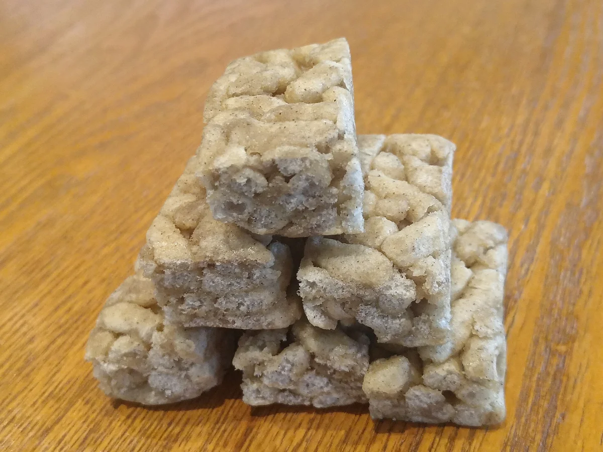 Stacked saqima bars showing a lighter, less sweet packaged style